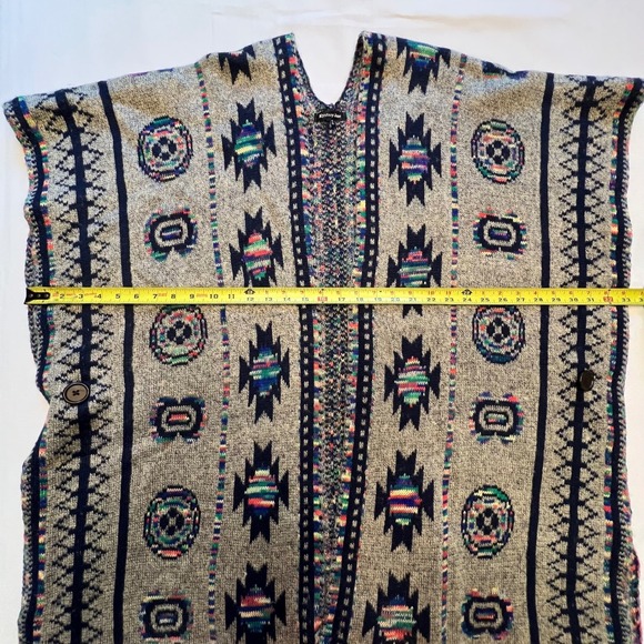 Mystery Jane Aztec Print Western Knit Open Front Cardigan Duster Sweater OS - Picture 8 of 11